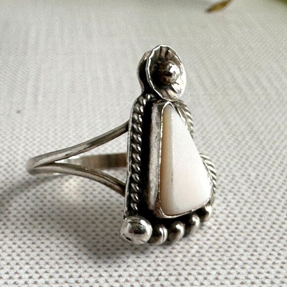 Sterling Silver White Stone Ring Size 6.5 - Picture 5 of 9